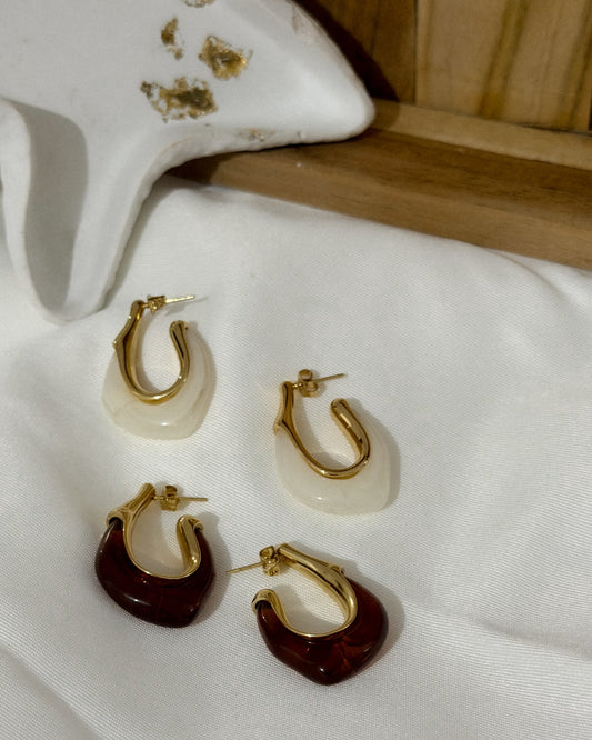 Boucles d'oreille "Ambre ovale"