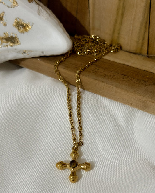 Collier "Croix Ambre"